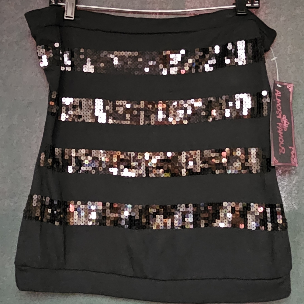 Almost Famous Black and Silver Sequin Tube Top